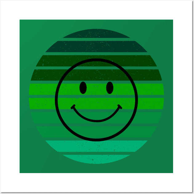 Green retro sunset St Patricks Day Smiley Guy Wall Art by WearablePSA